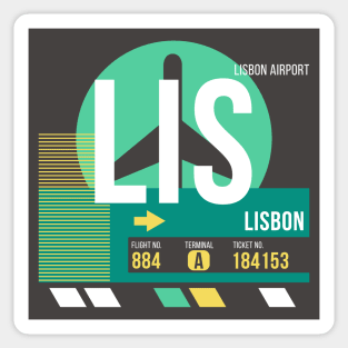 Lisbon (LIS) Airport // Retro Sunset Baggage Tag Sticker